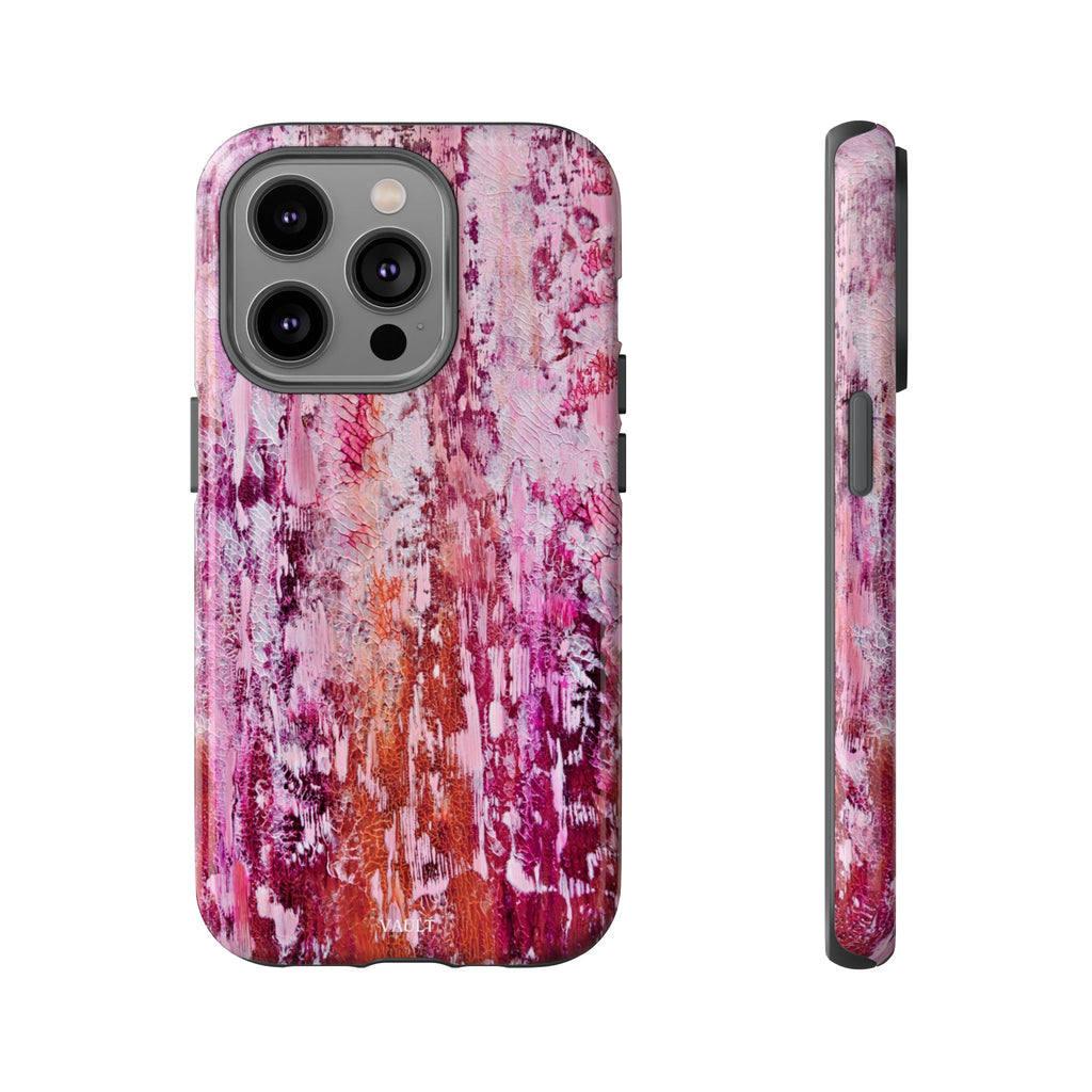 Pink Abstract Art Tough Phone Case — Protective Artistic Phone Cover