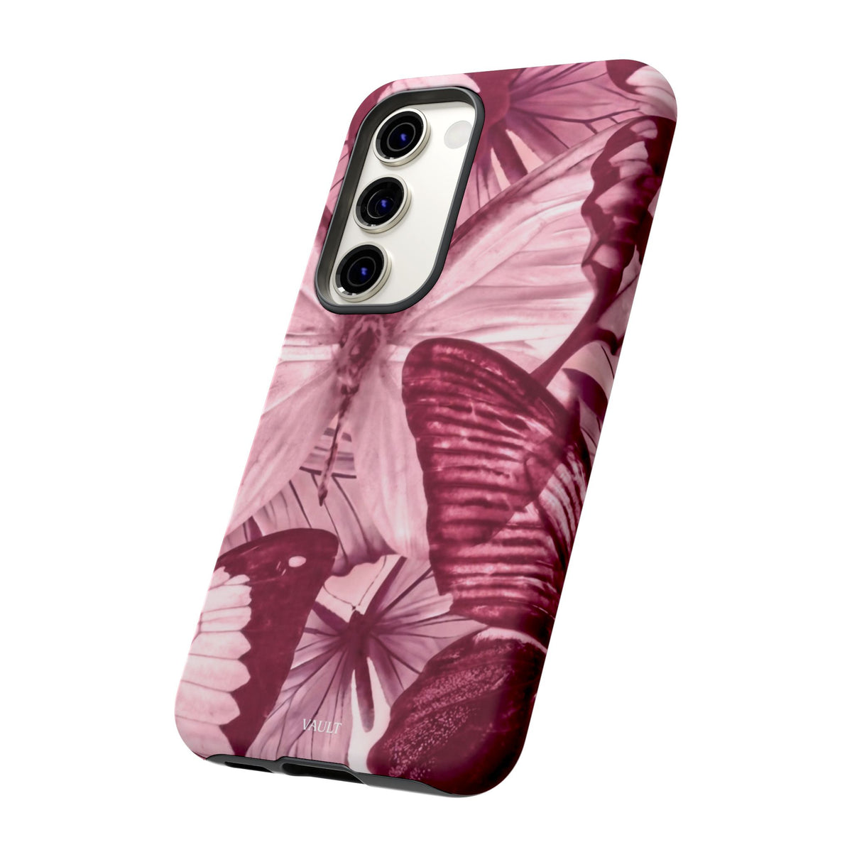 Butterfly Tough Phone Case — Vintage Pink Floral Protective Cover