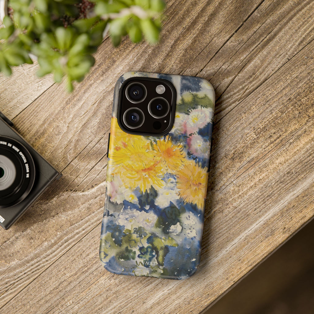 Floral Watercolor Phone Case – Yellow Chrysanthemums Design