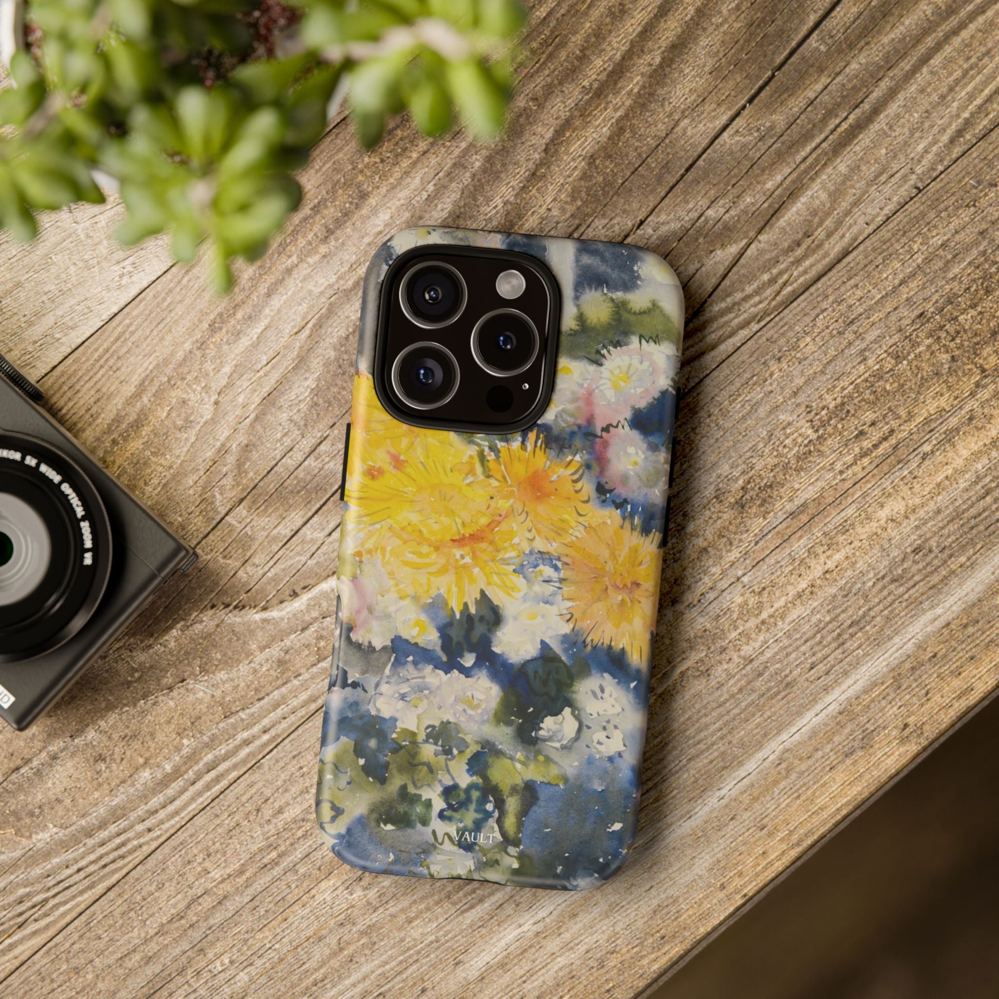 Floral Watercolor Phone Case – Yellow Chrysanthemums Design