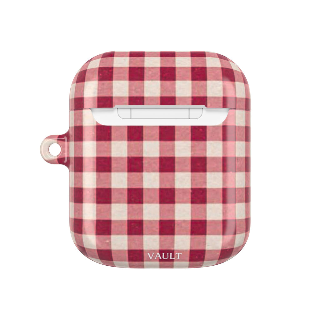 Plaid AirPod Case — Red Buffalo Check Protective Cover