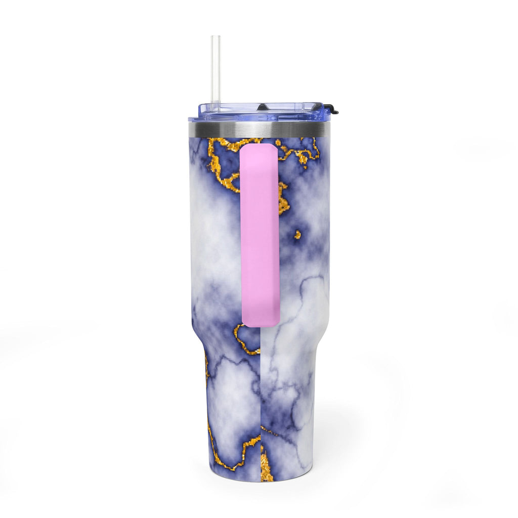 40oz Marble Thermal Tumbler - Blue & Gold Veined Vacuum Cup
