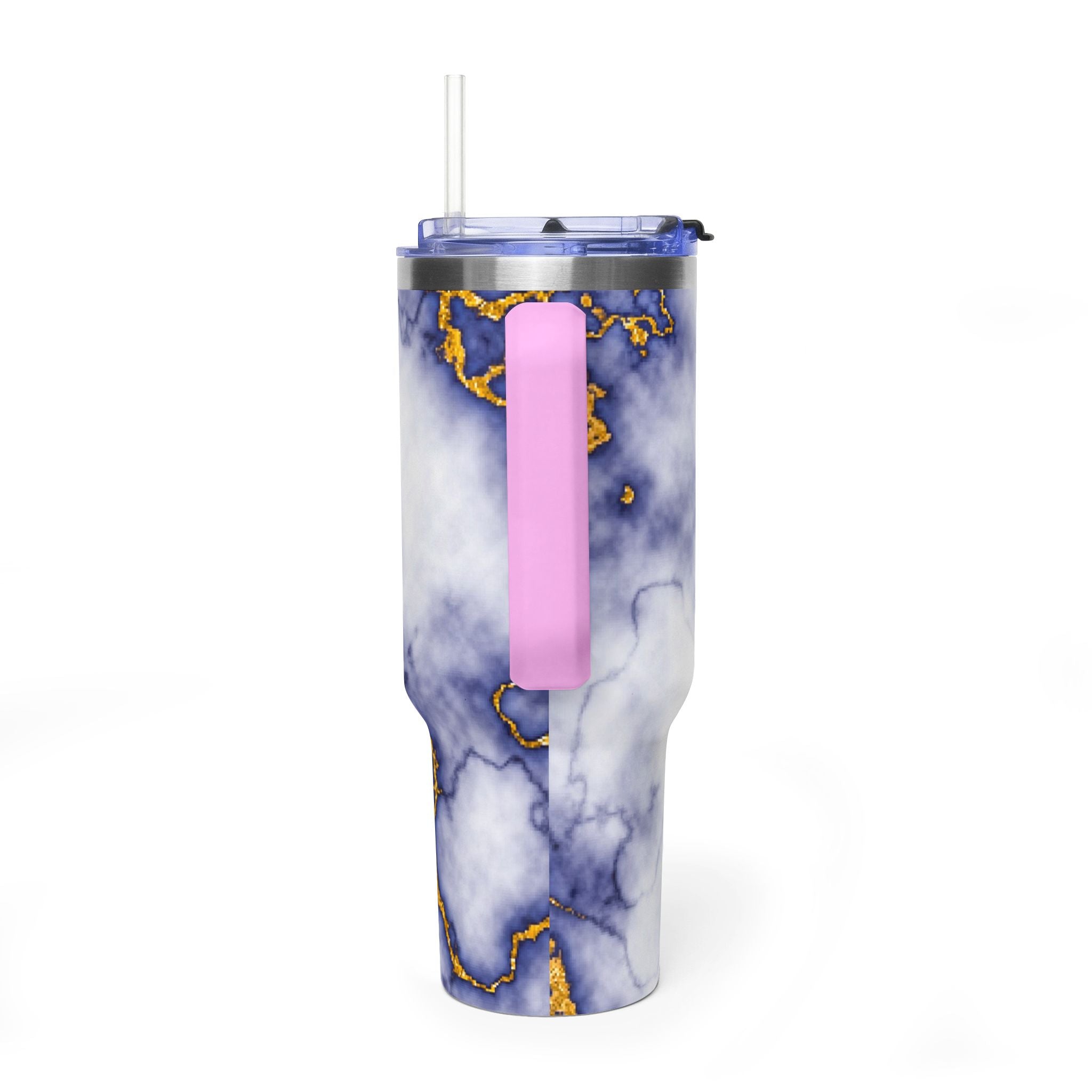 40oz Marble Thermal Tumbler - Blue & Gold Veined Vacuum Cup