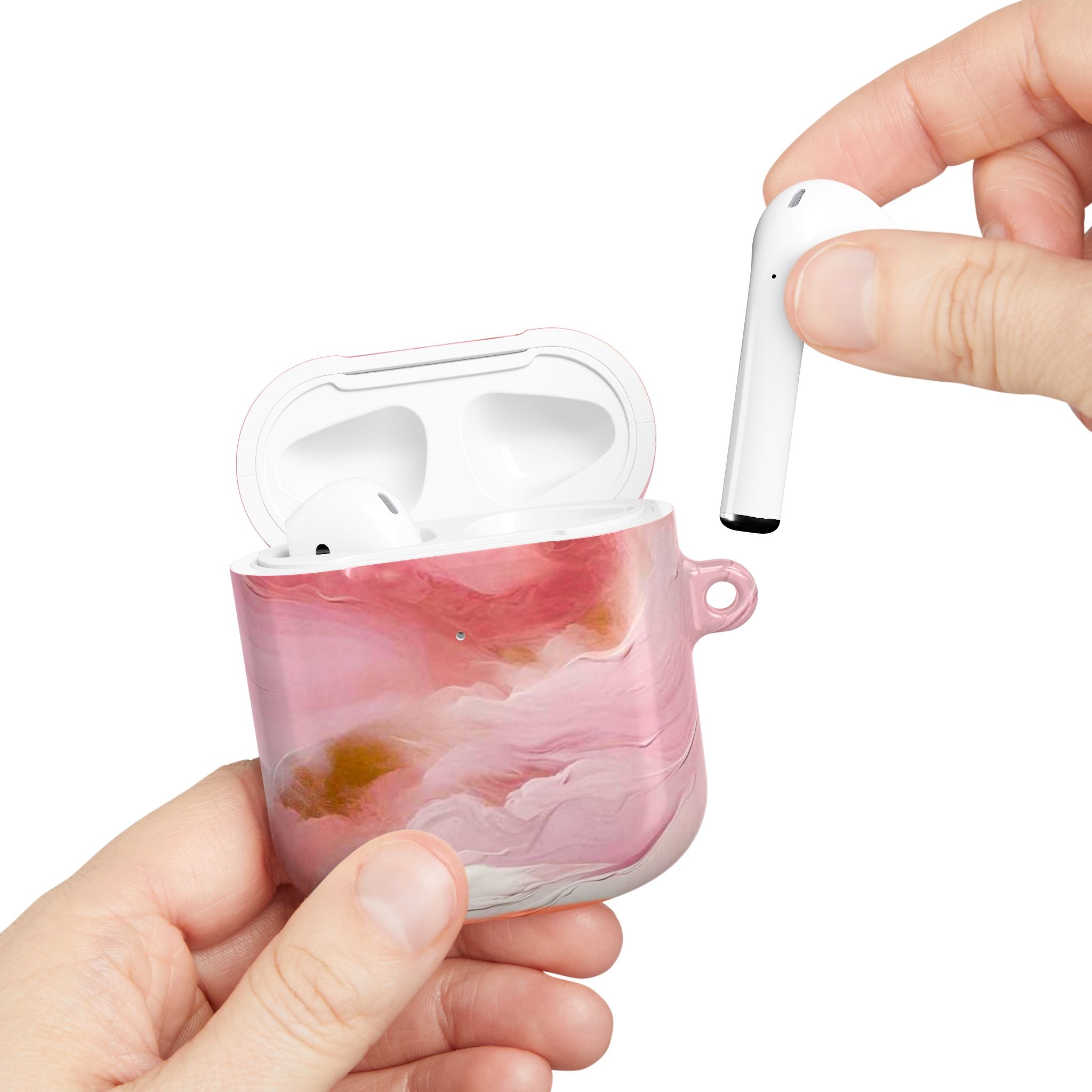 Pink Marble AirPod Case – Swirl Pattern Protective Cover