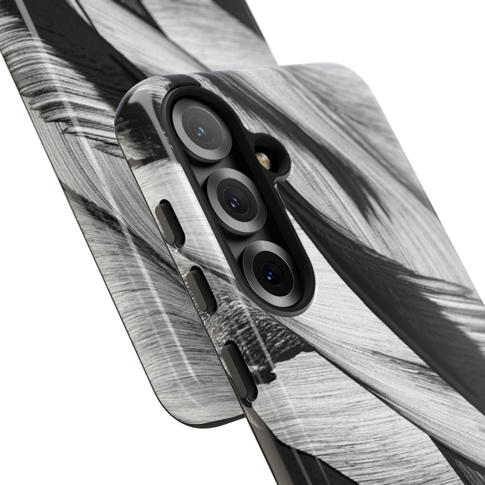 Monochrome Tropical Leaf Tough Phone Case — Black & White Botanical Protective Cover