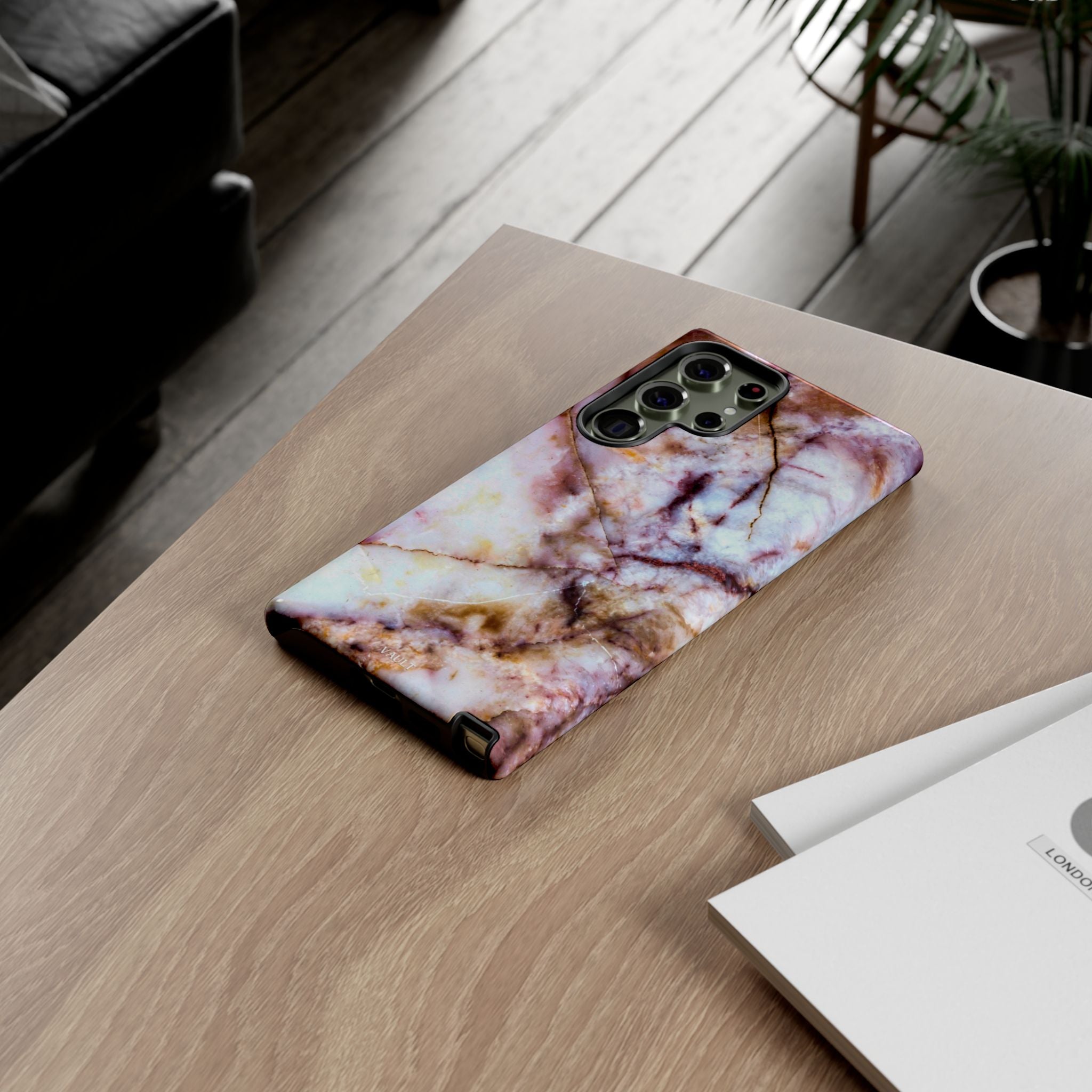 Marble Vein Tough Phone Case — Pink Quartz Protective Cover