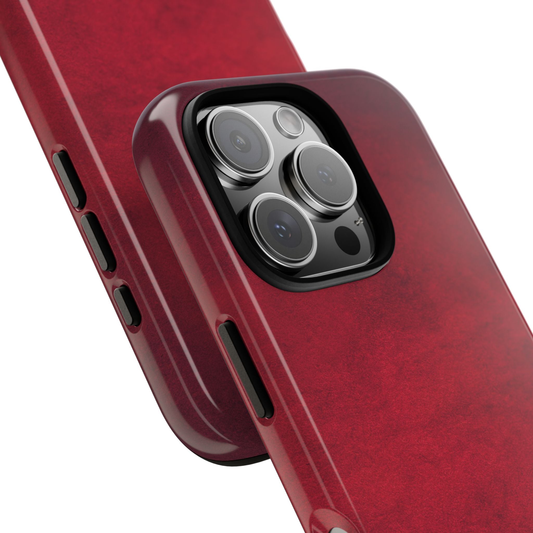 Red Leather Texture Phone Case Impact-Resistant Case