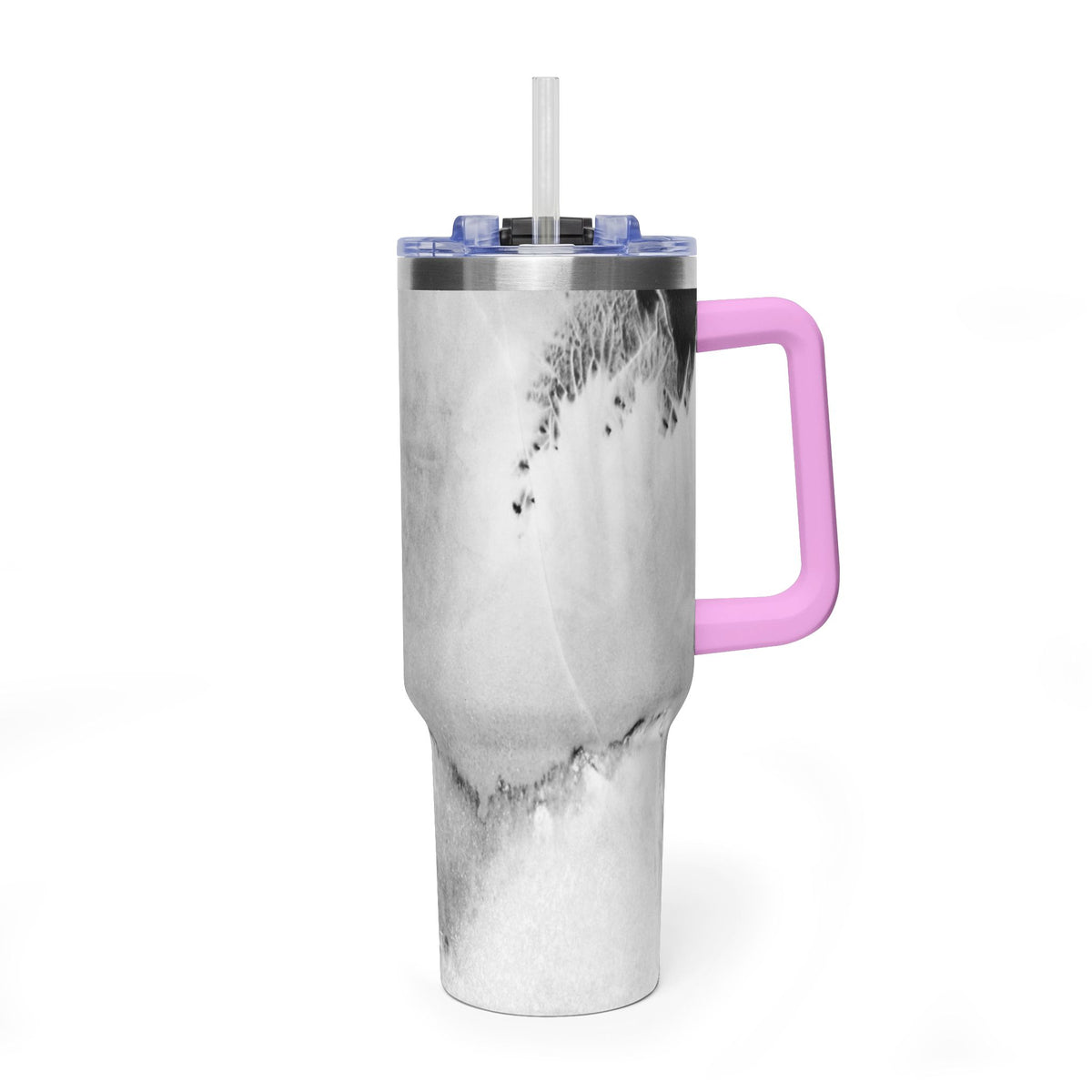 40oz Marble Vacuum Tumbler — Insulated Travel Mug with Handle
