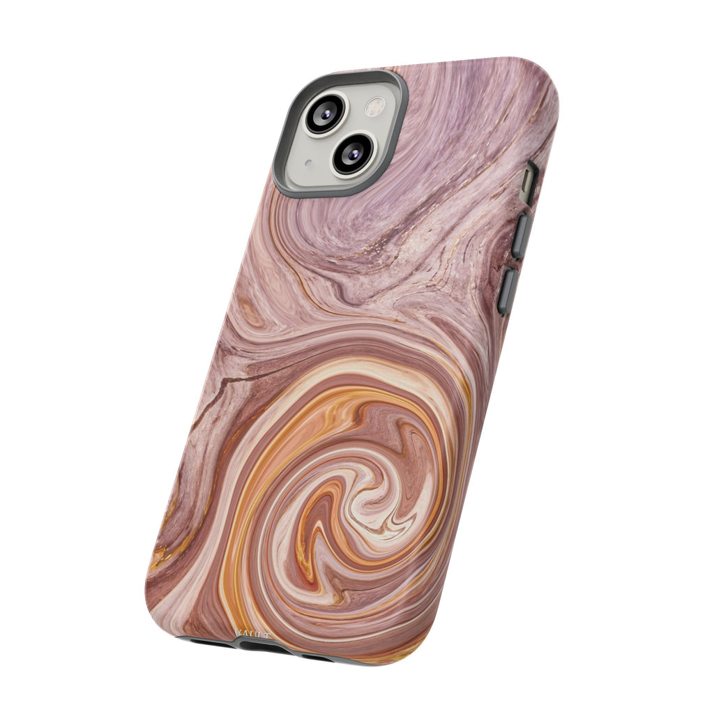 Marble Swirl Phone Case — Pink & Gold Abstract Tough Case