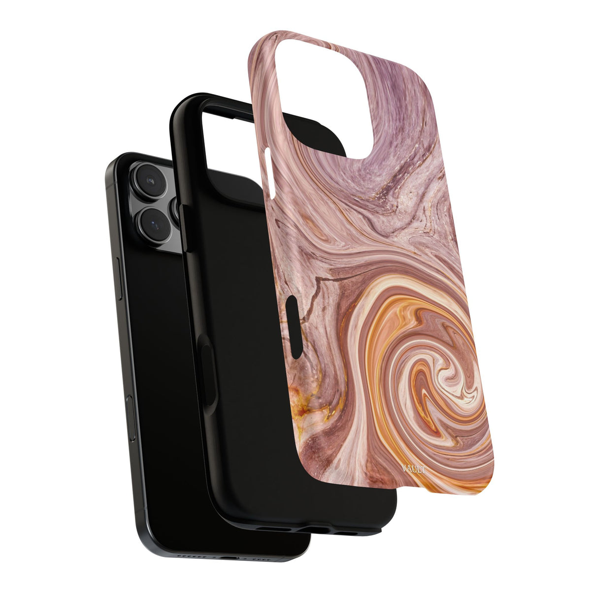 Marble Swirl Phone Case — Pink & Gold Abstract Tough Case