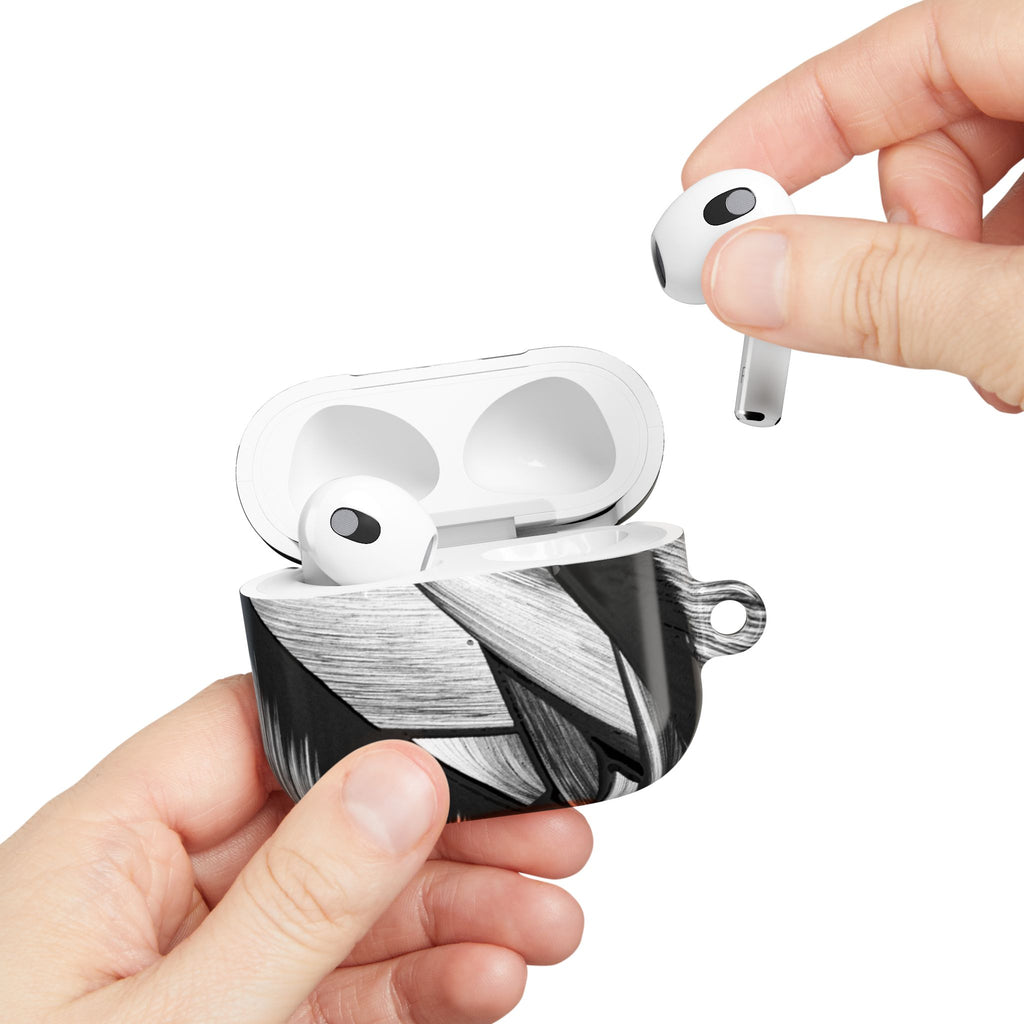 AirPod Case — Monochrome Tropical Leaf Protective Cover