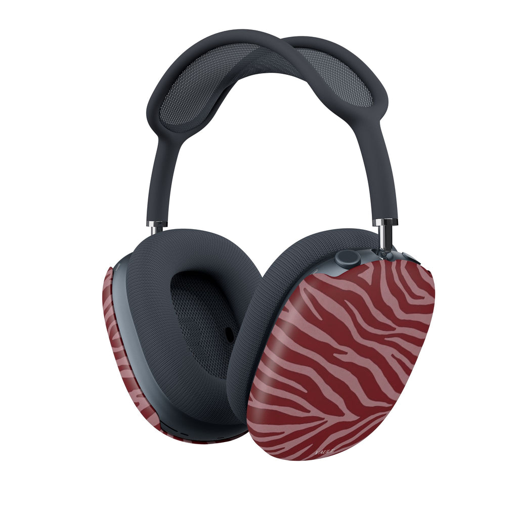 Red Zebra Print AirPod Max Ear Cup Covers — Stylish Protective Replacement