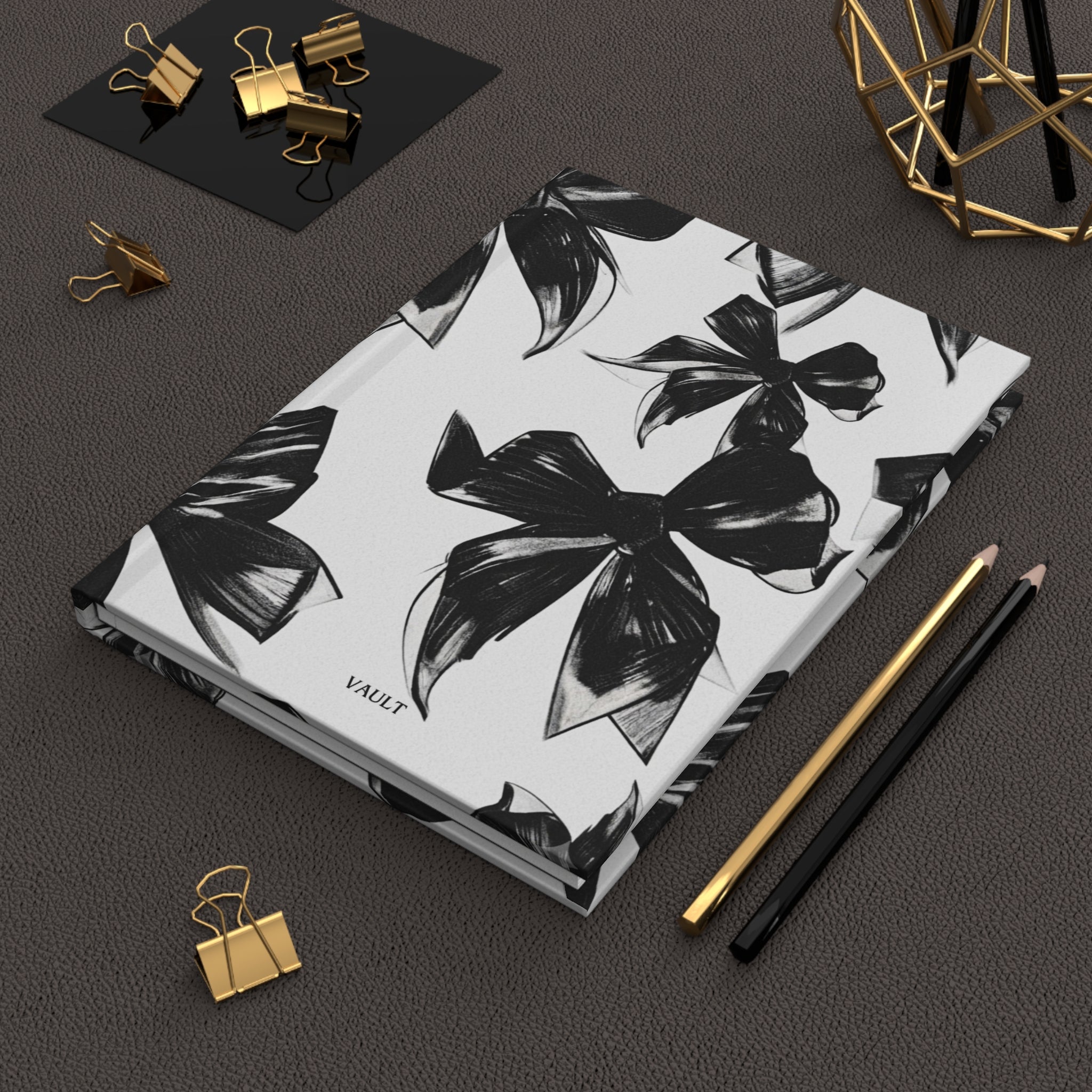 Floral Sketch Hardcover Journal — Black & White Botanical Notebook