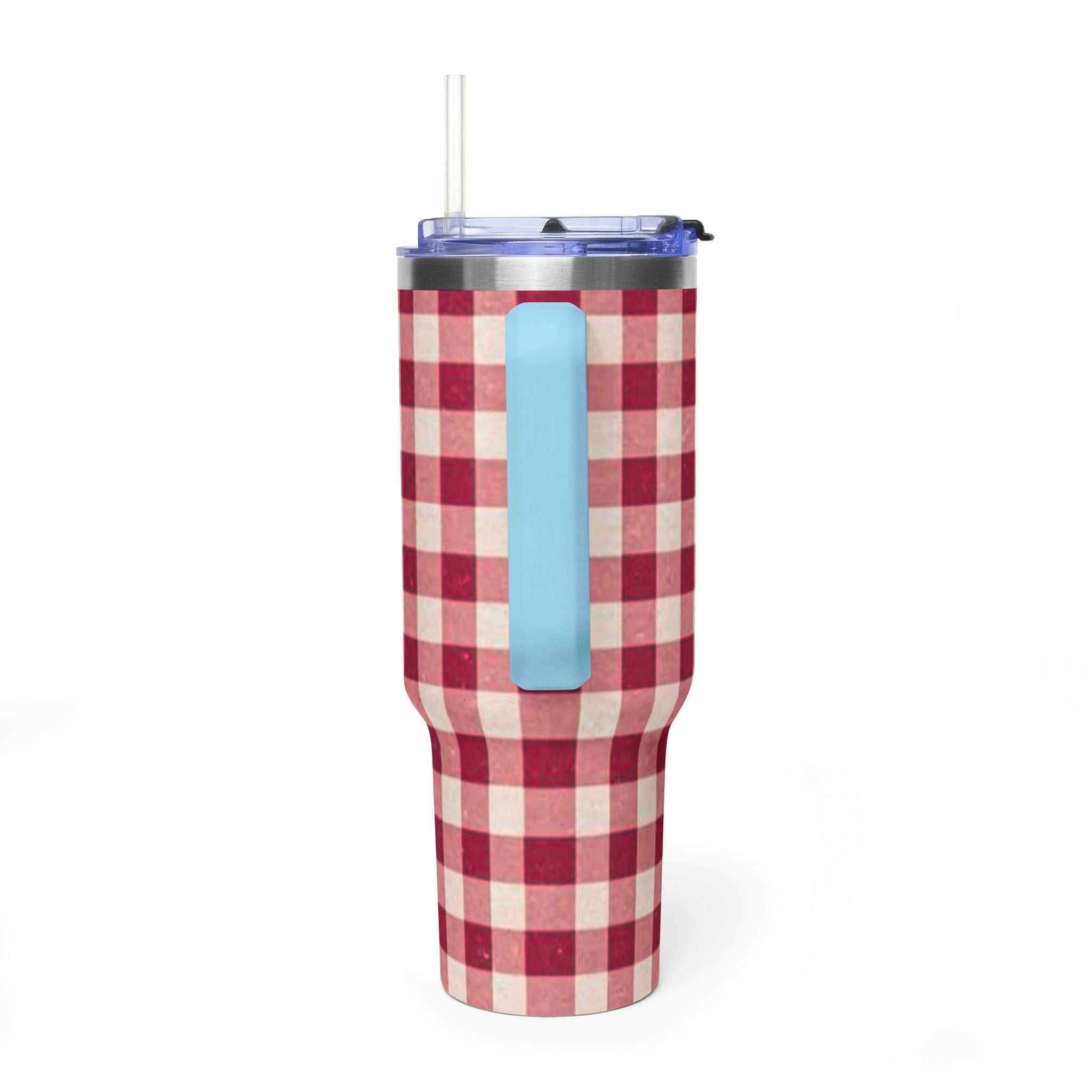 40oz Vacuum Tumbler — Red Buffalo Plaid Insulated Travel Mug