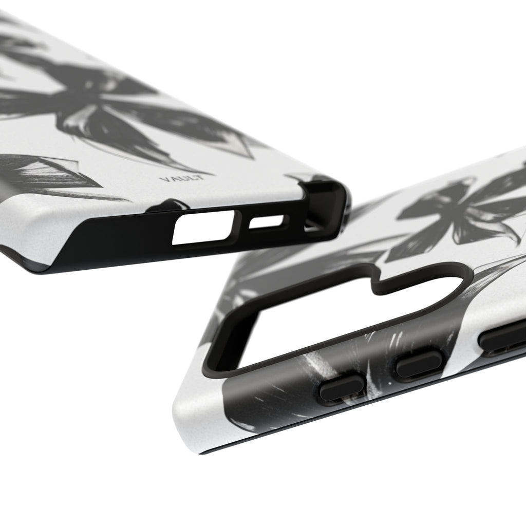 Floral Brushstroke Phone Case — Black & White Botanical Tough Case