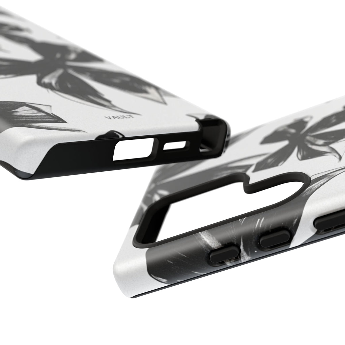 Floral Brushstroke Phone Case — Black & White Botanical Tough Case