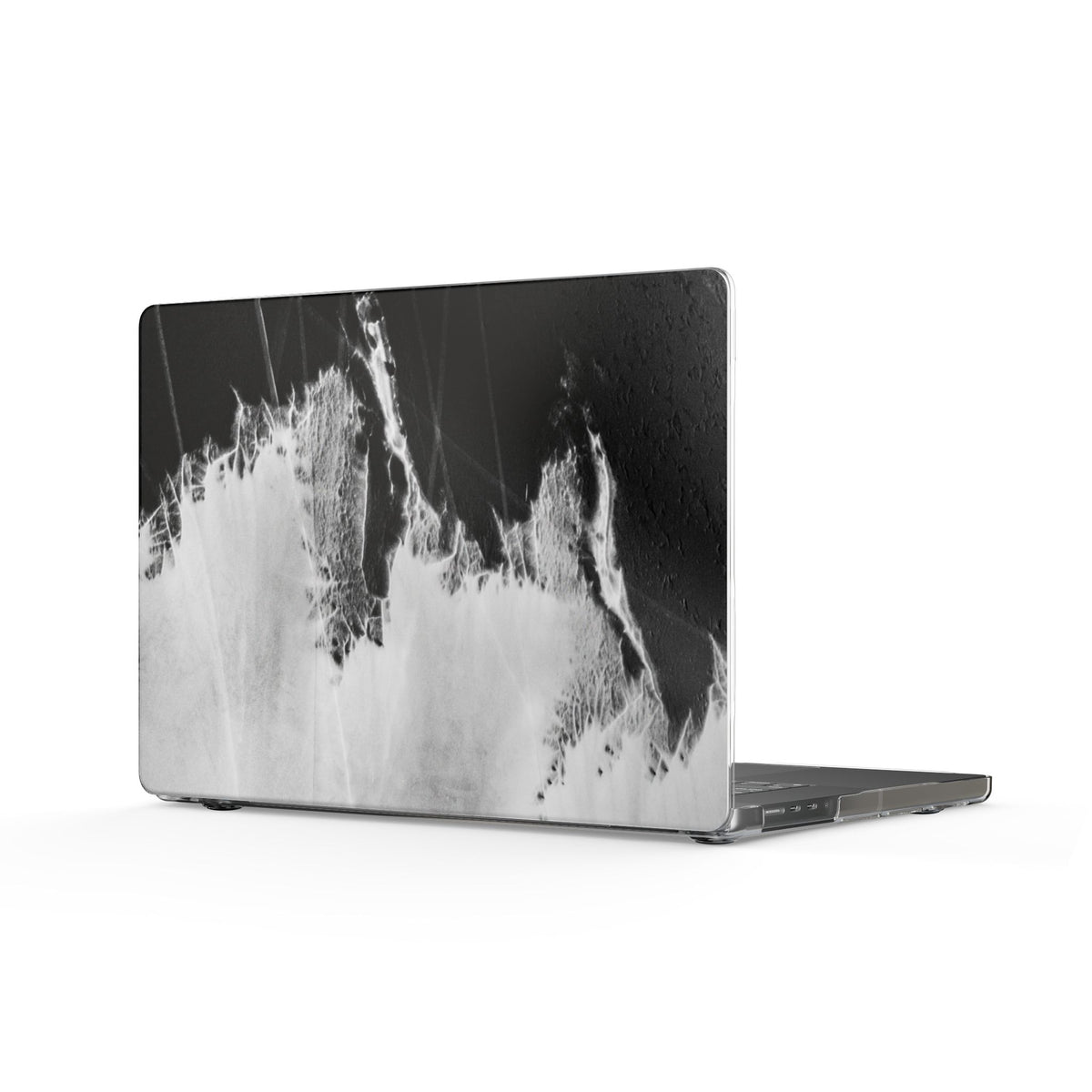 Monochrome Ink Wave Clear MacBook Case