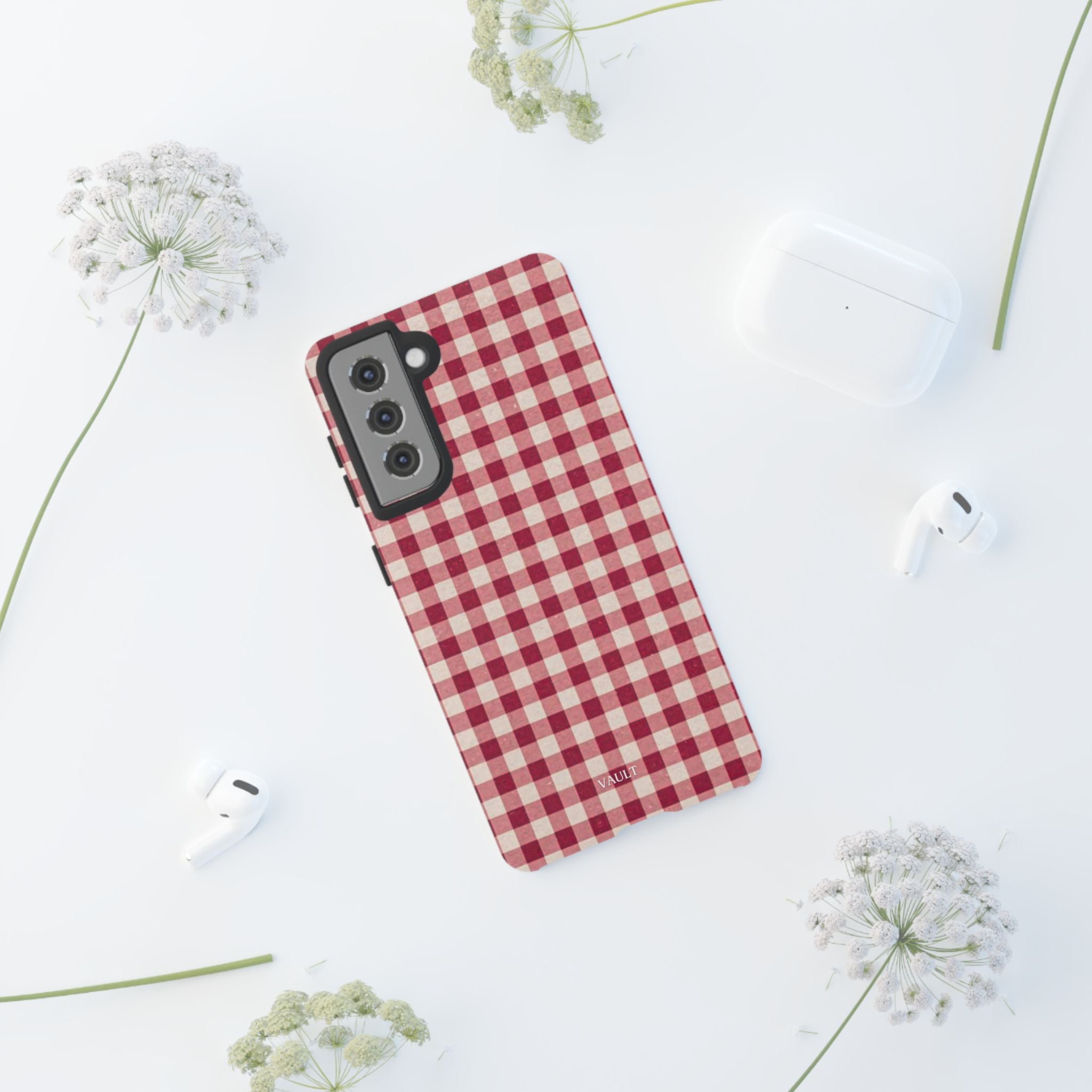Gingham Phone Case — Red Plaid Tough Case
