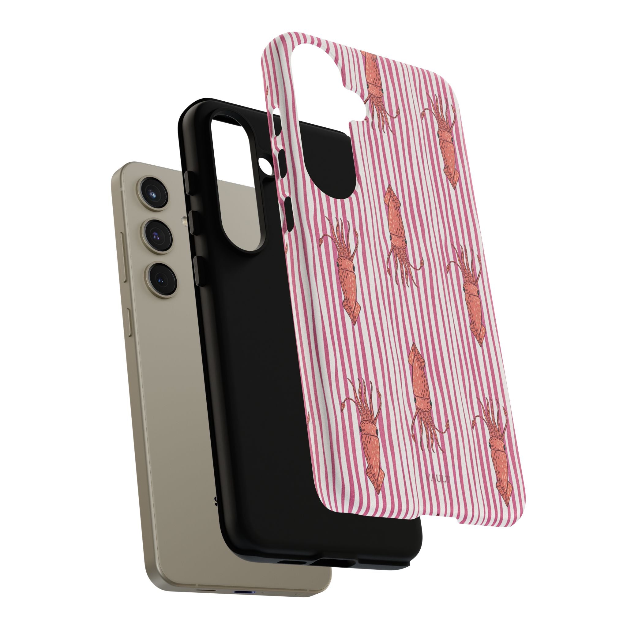 Squid Stripe Phone Case — Pink Nautical Sea Creature Pattern