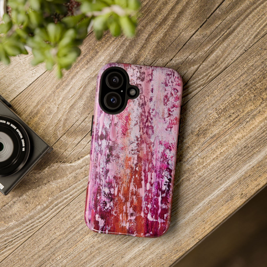 Pink Abstract Art Tough Phone Case — Protective Artistic Phone Cover
