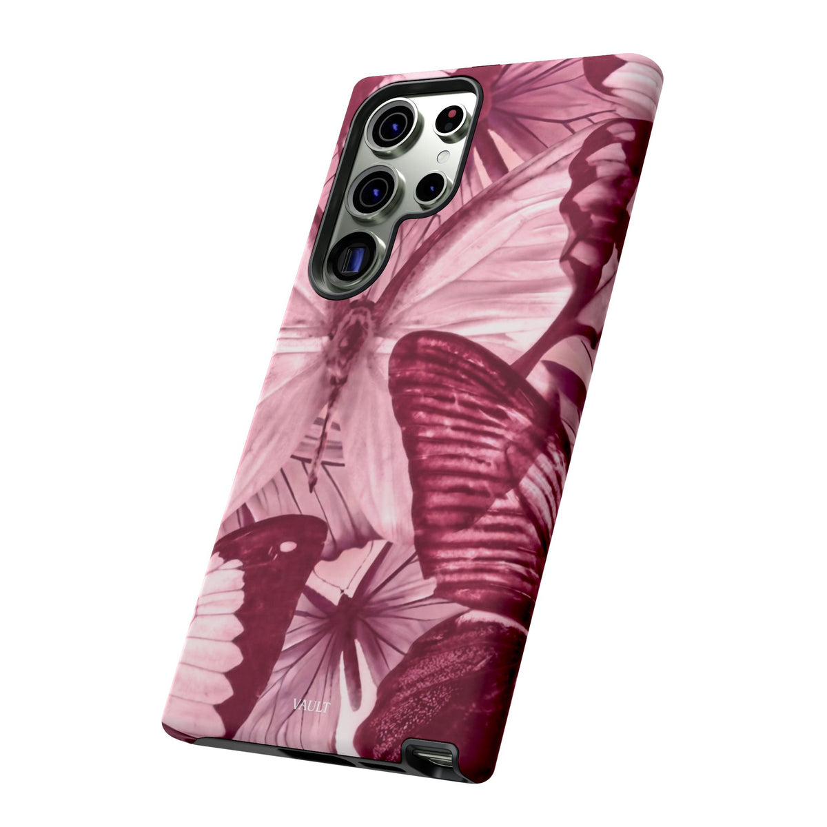 Butterfly Tough Phone Case — Vintage Pink Floral Protective Cover