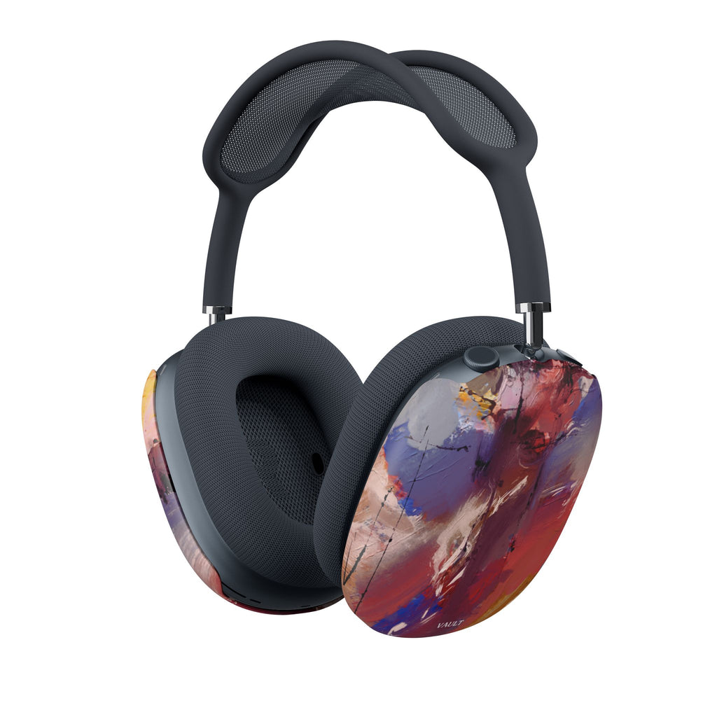 Abstract Color Splash AirPods Max Case — Painterly Maroon & Gold Headphone Covers