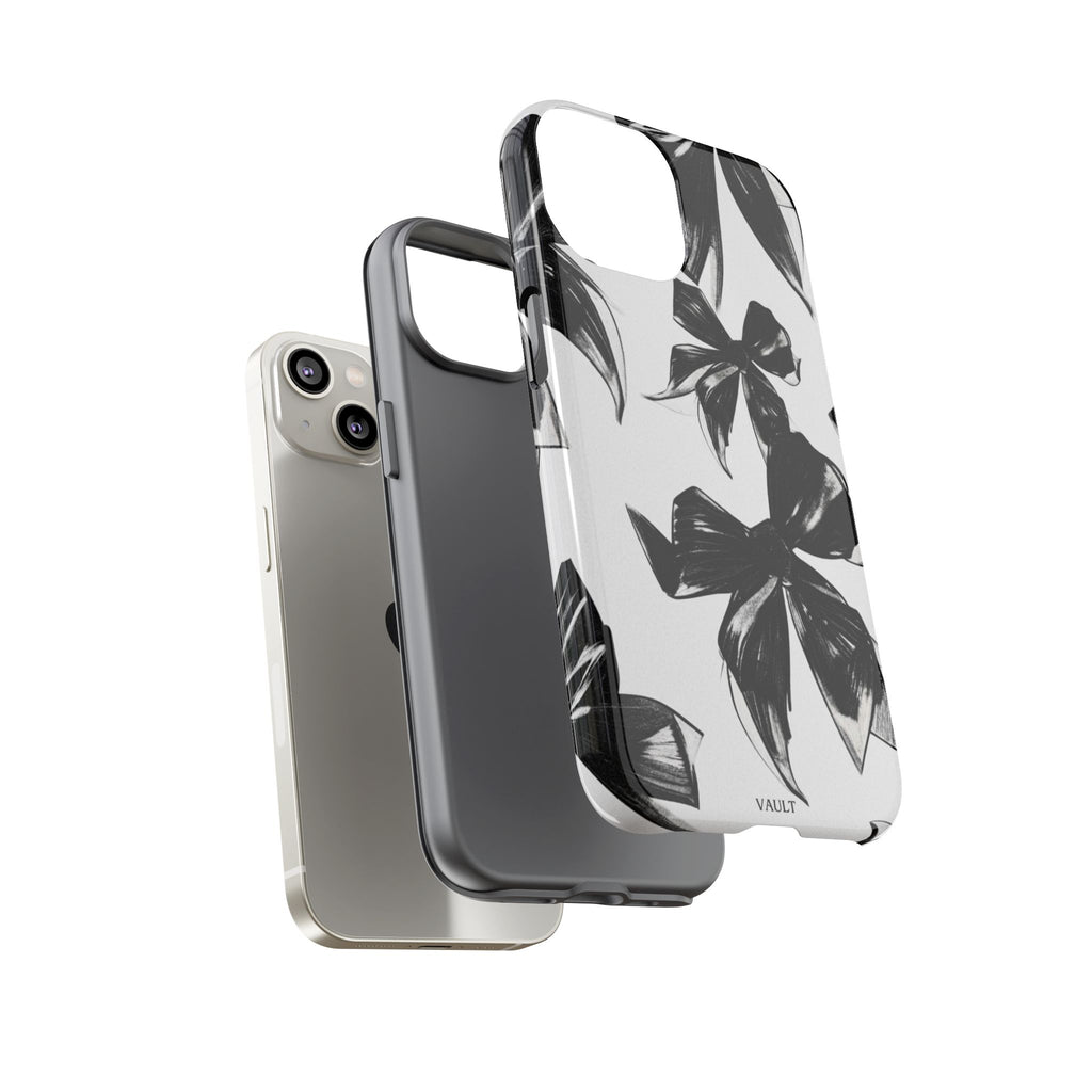 Floral Brushstroke Phone Case — Black & White Botanical Tough Case