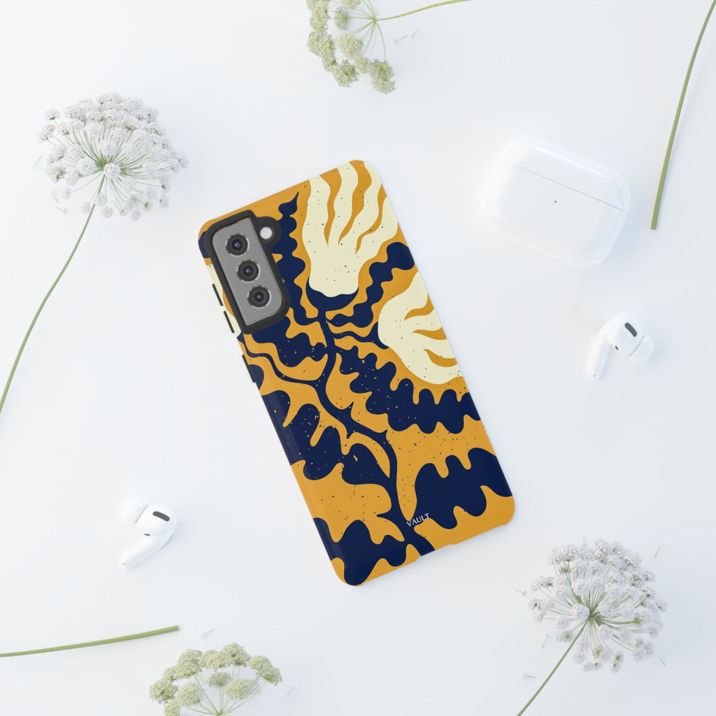 Bold Abstract Floral Phone Case (Navy & Mustard)