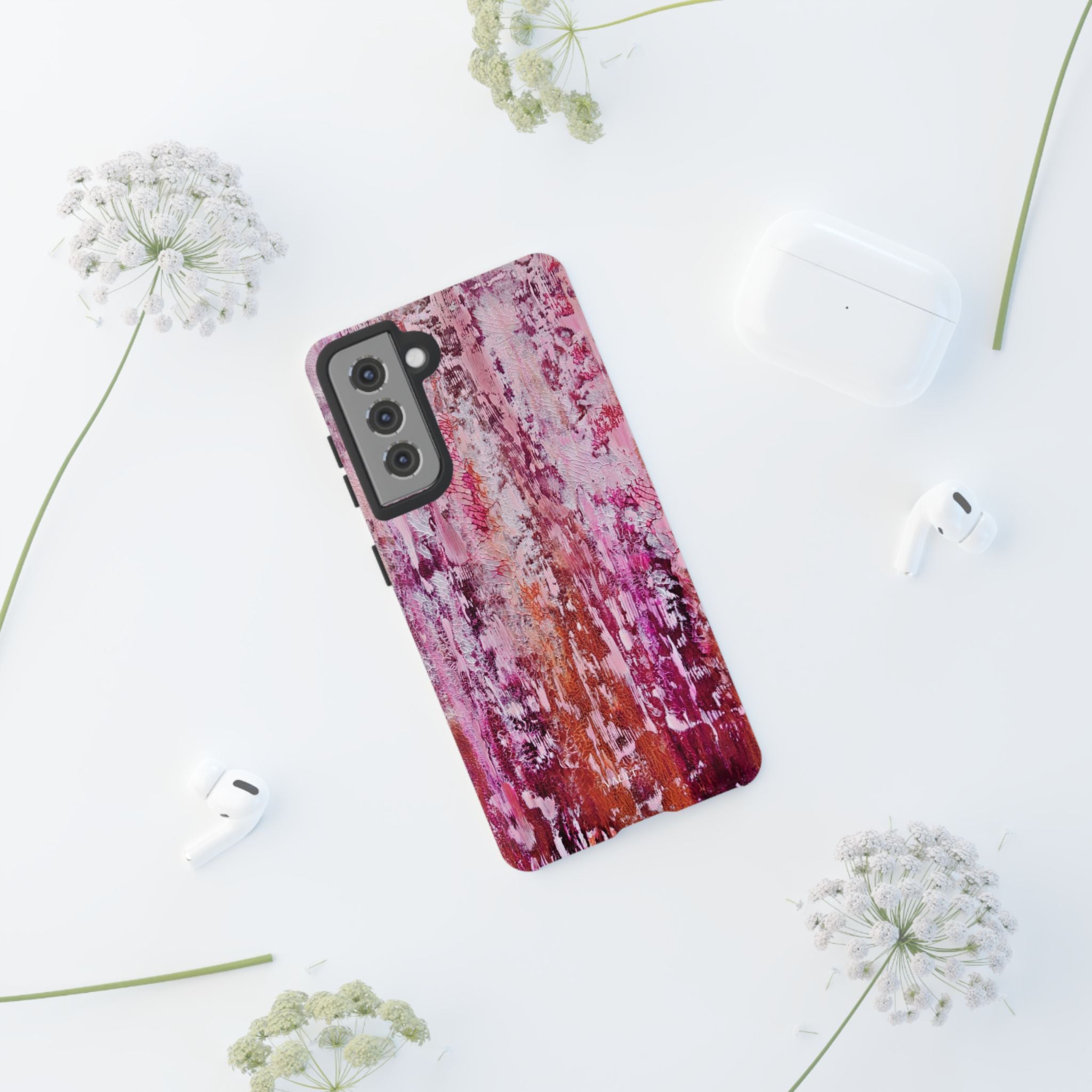 Pink Abstract Art Tough Phone Case — Protective Artistic Phone Cover