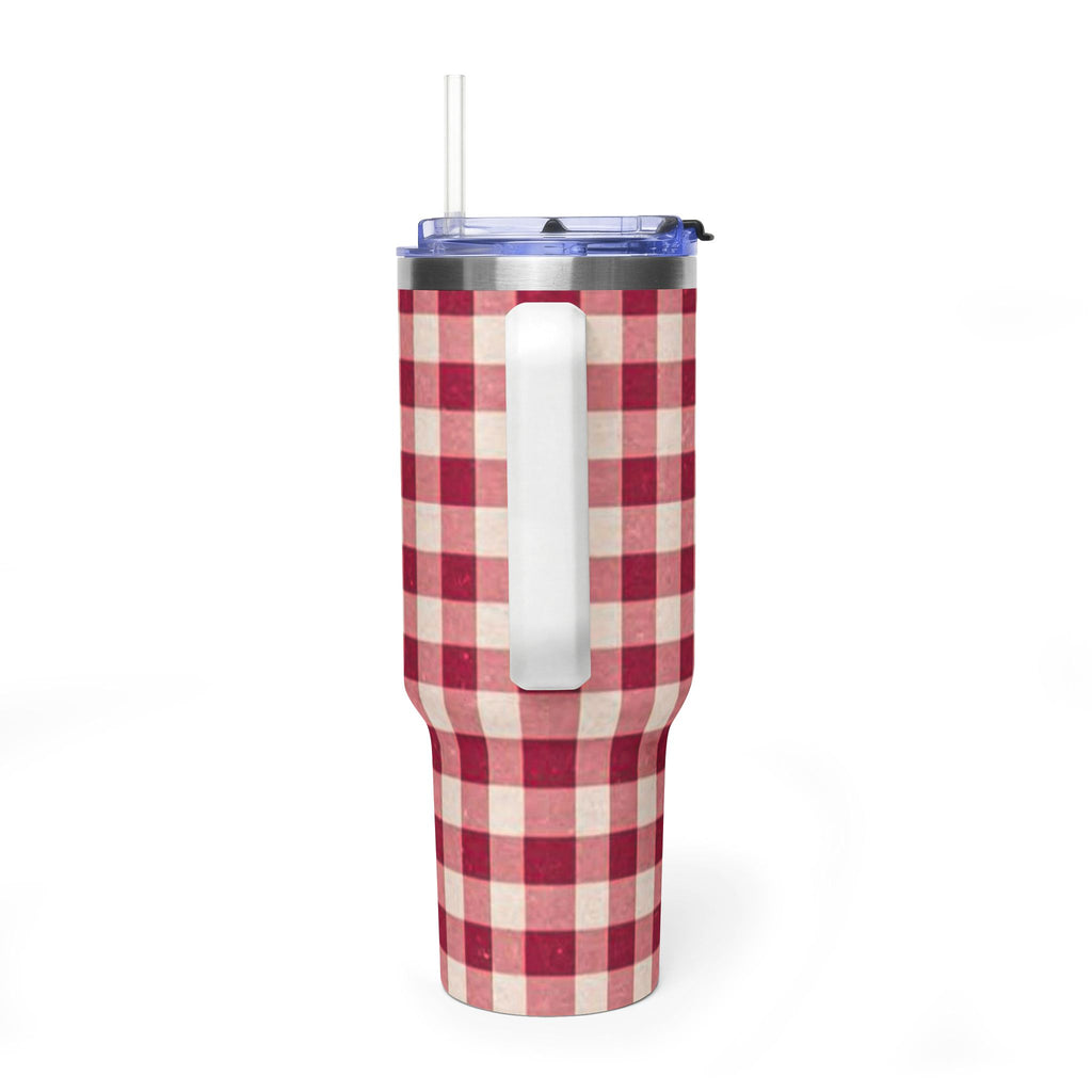 40oz Vacuum Tumbler — Red Buffalo Plaid Insulated Travel Mug