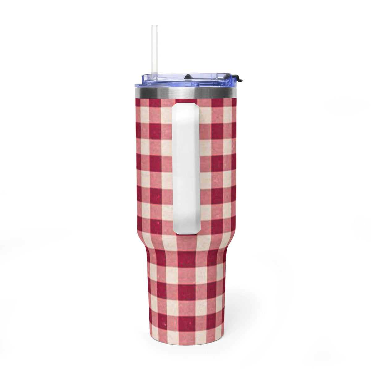 40oz Vacuum Tumbler — Red Buffalo Plaid Insulated Travel Mug