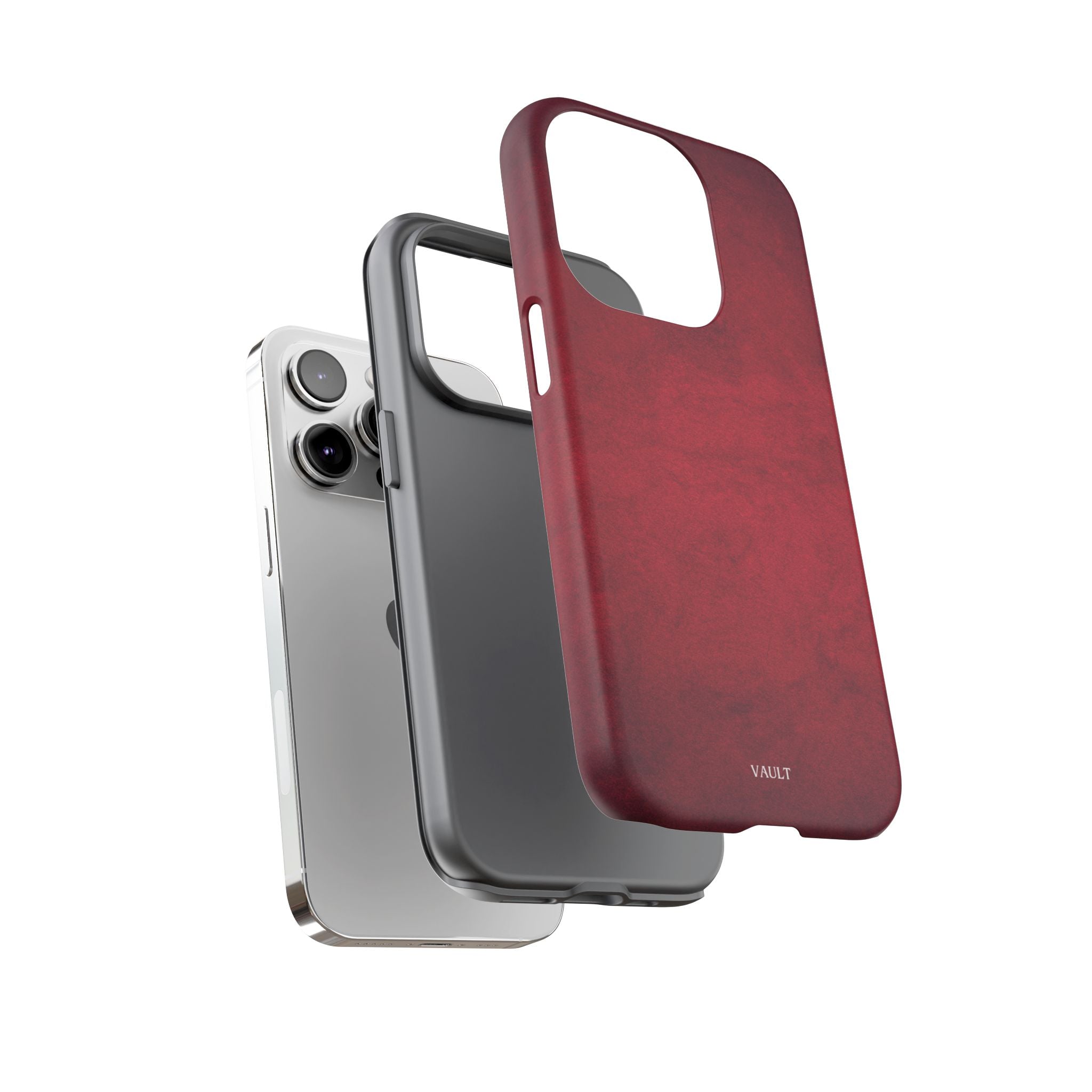 Red Leather Texture Phone Case Impact-Resistant Case