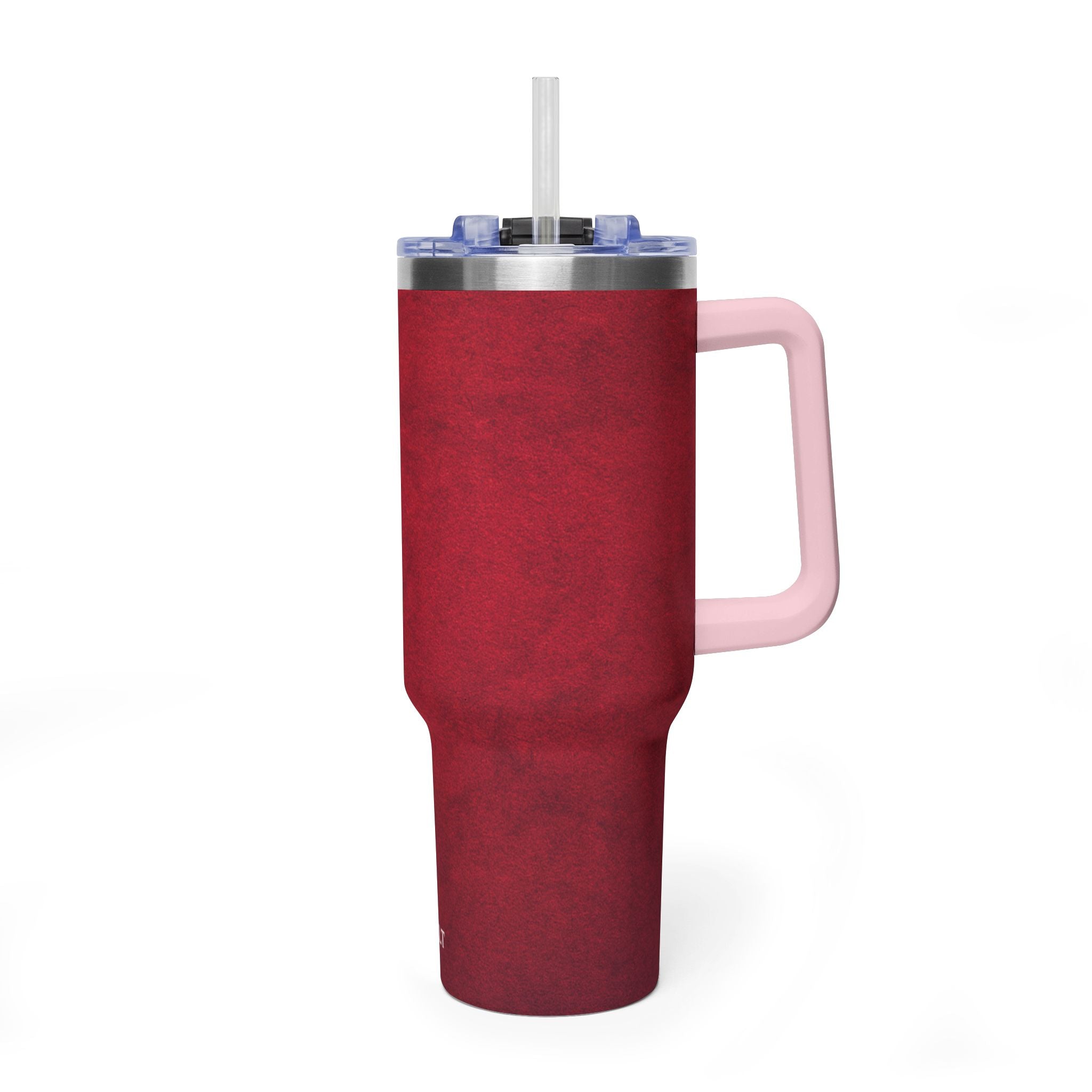 40oz Red Vacuum Tumbler – Insulated Travel Mug with Straw & Handle