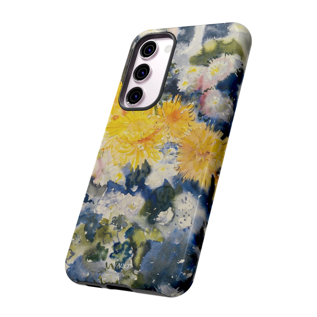 Floral Watercolor Phone Case – Yellow Chrysanthemums Design