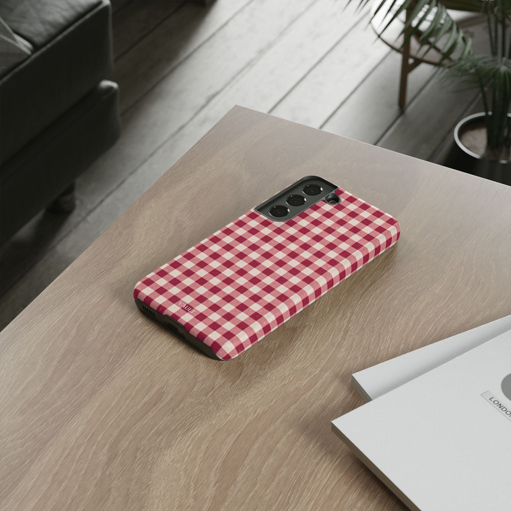 Gingham Phone Case — Red Plaid Tough Case