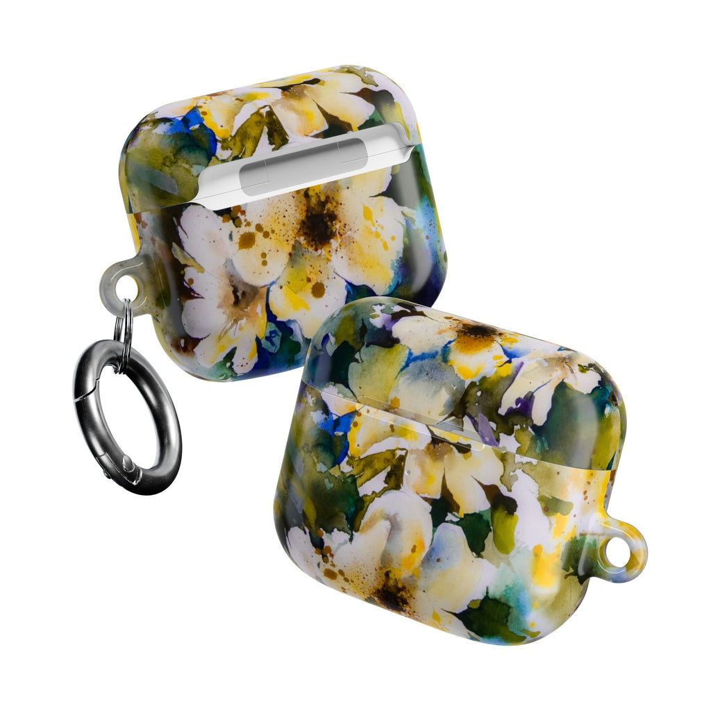 Floral Watercolor AirPod Case — White & Yellow Blossom Protective Cover