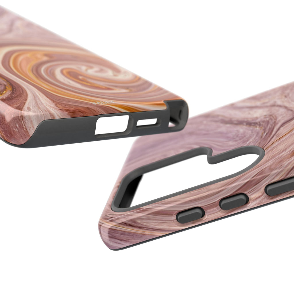 Marble Swirl Phone Case — Pink & Gold Abstract Tough Case