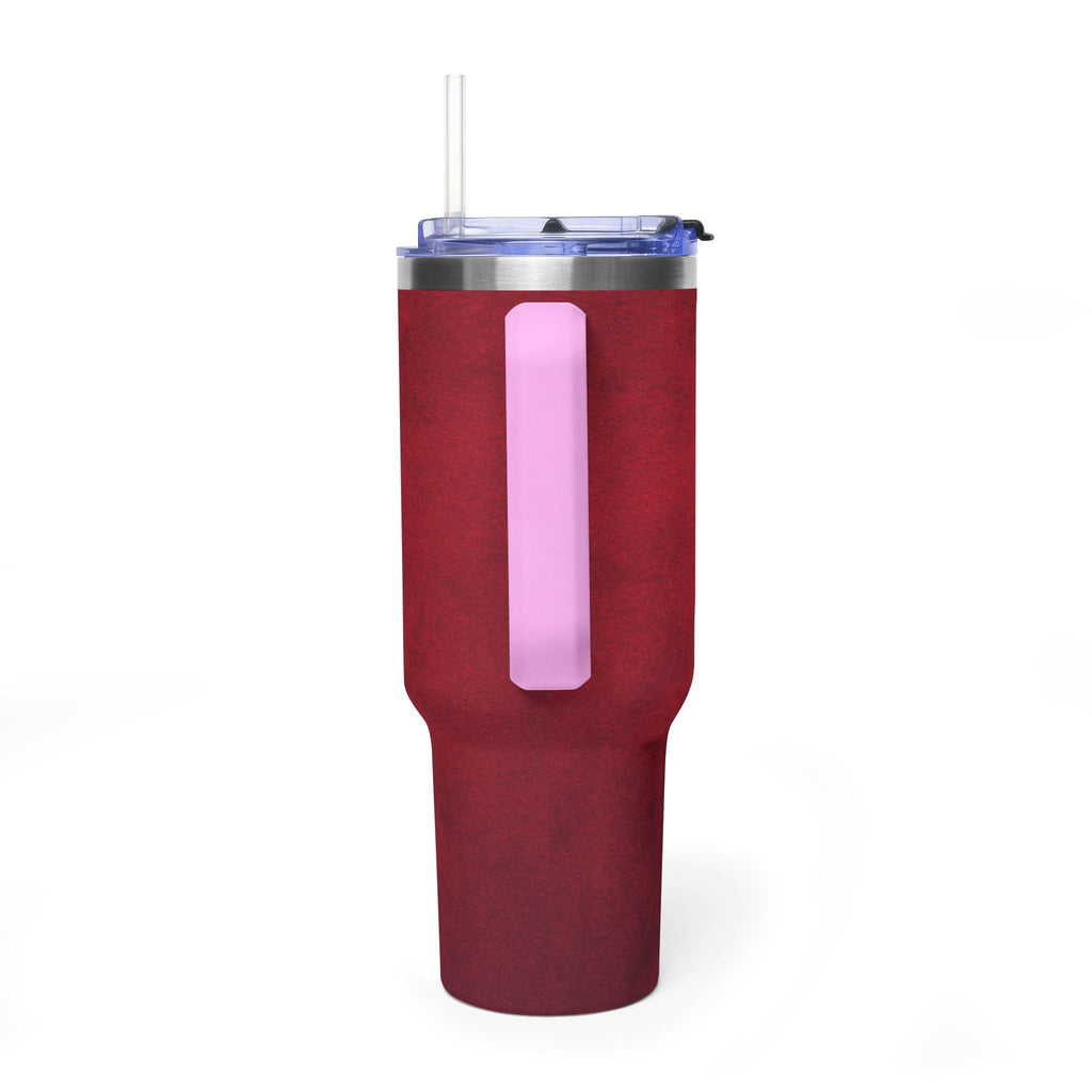 40oz Red Vacuum Tumbler – Insulated Travel Mug with Straw & Handle