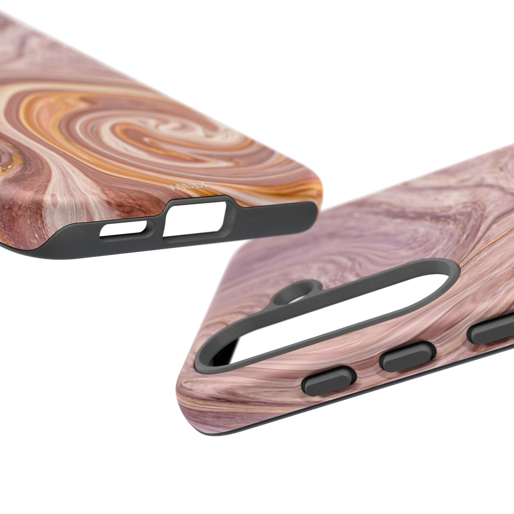 Marble Swirl Phone Case — Pink & Gold Abstract Tough Case