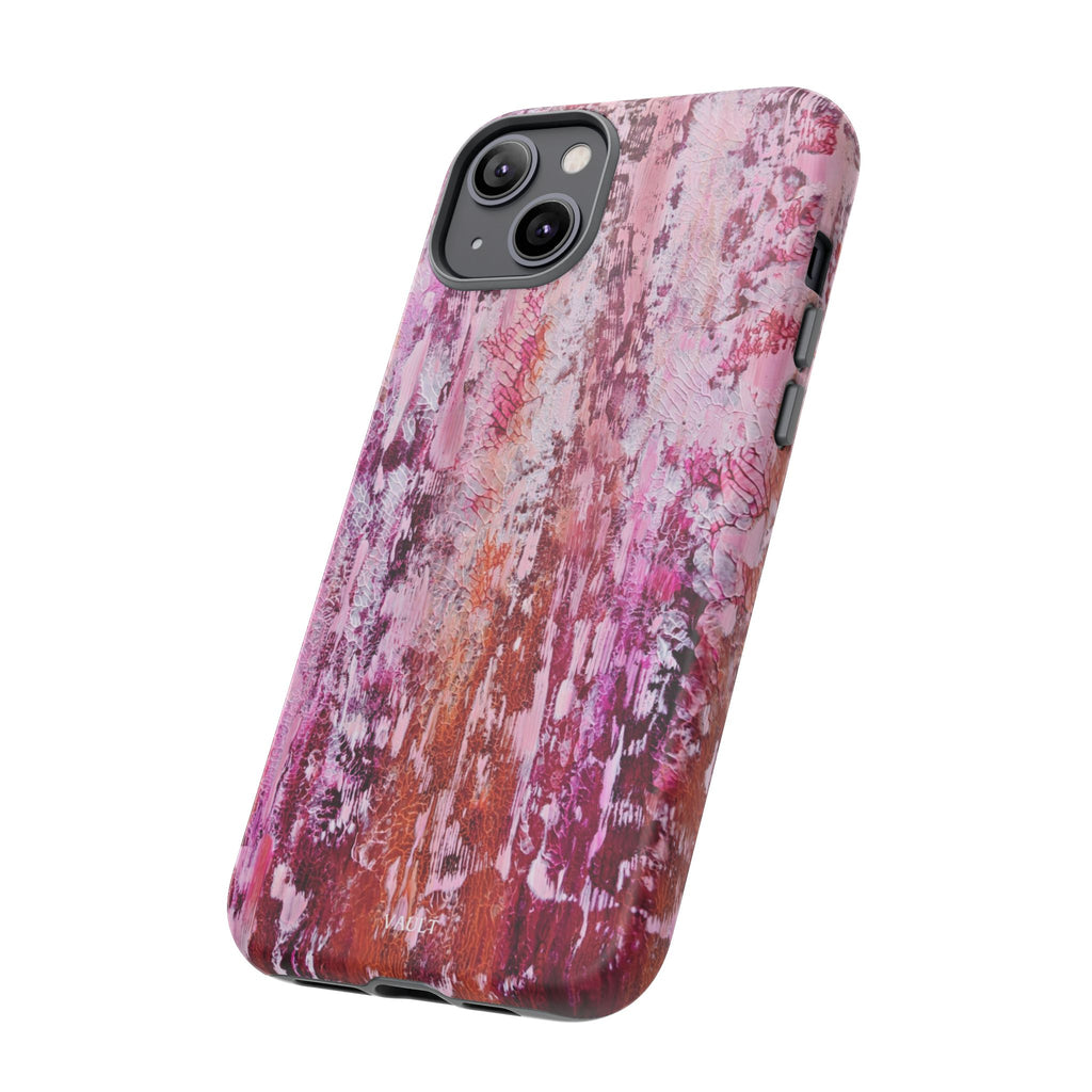 Pink Abstract Art Tough Phone Case — Protective Artistic Phone Cover