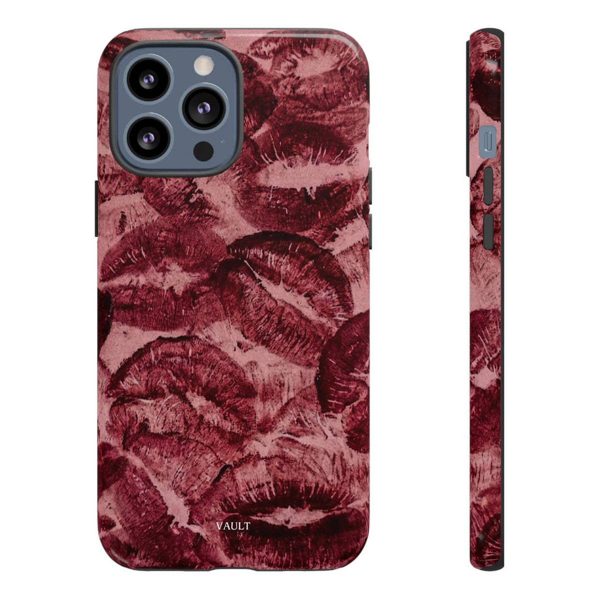 Kiss Print Phone Case – Burgundy Lip Pattern Protective Phone Cover