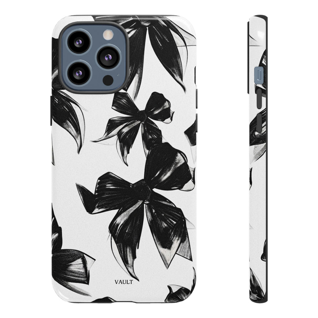 Floral Brushstroke Phone Case — Black & White Botanical Tough Case