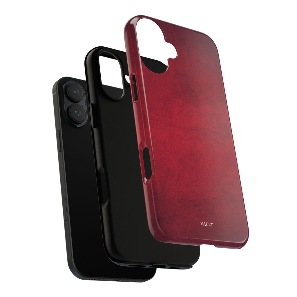 Red Leather Texture Phone Case Impact-Resistant Case
