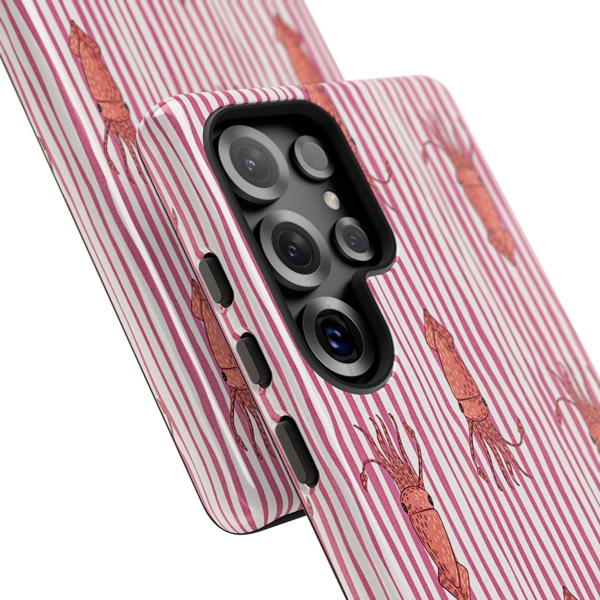 Squid Stripe Phone Case — Pink Nautical Sea Creature Pattern