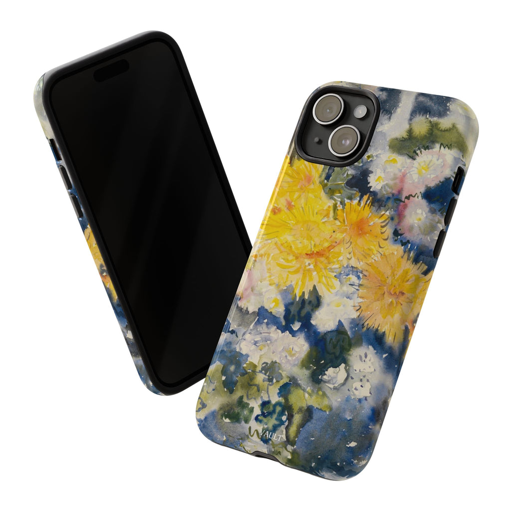 Floral Watercolor Phone Case – Yellow Chrysanthemums Design