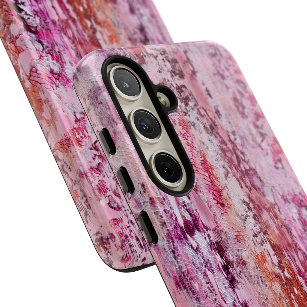 Pink Abstract Art Tough Phone Case — Protective Artistic Phone Cover