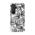 Floral Leaves Tough Phone Case – Black & White Botanical Protection