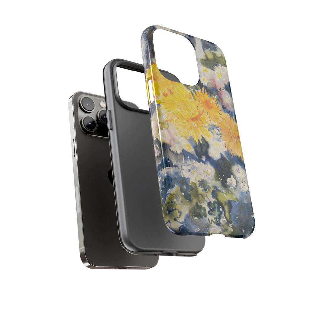 Floral Watercolor Phone Case – Yellow Chrysanthemums Design