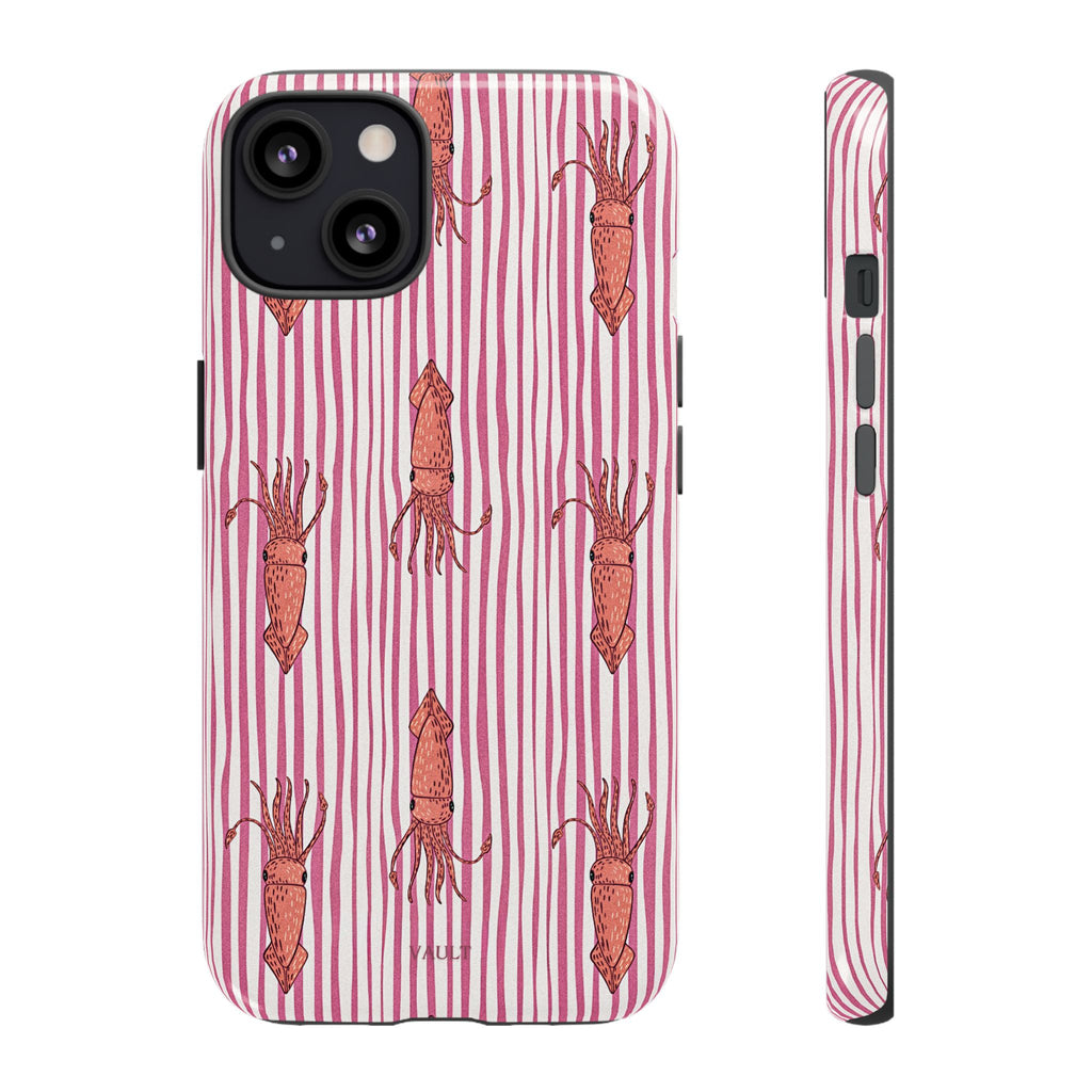 Squid Stripe Phone Case — Pink Nautical Sea Creature Pattern
