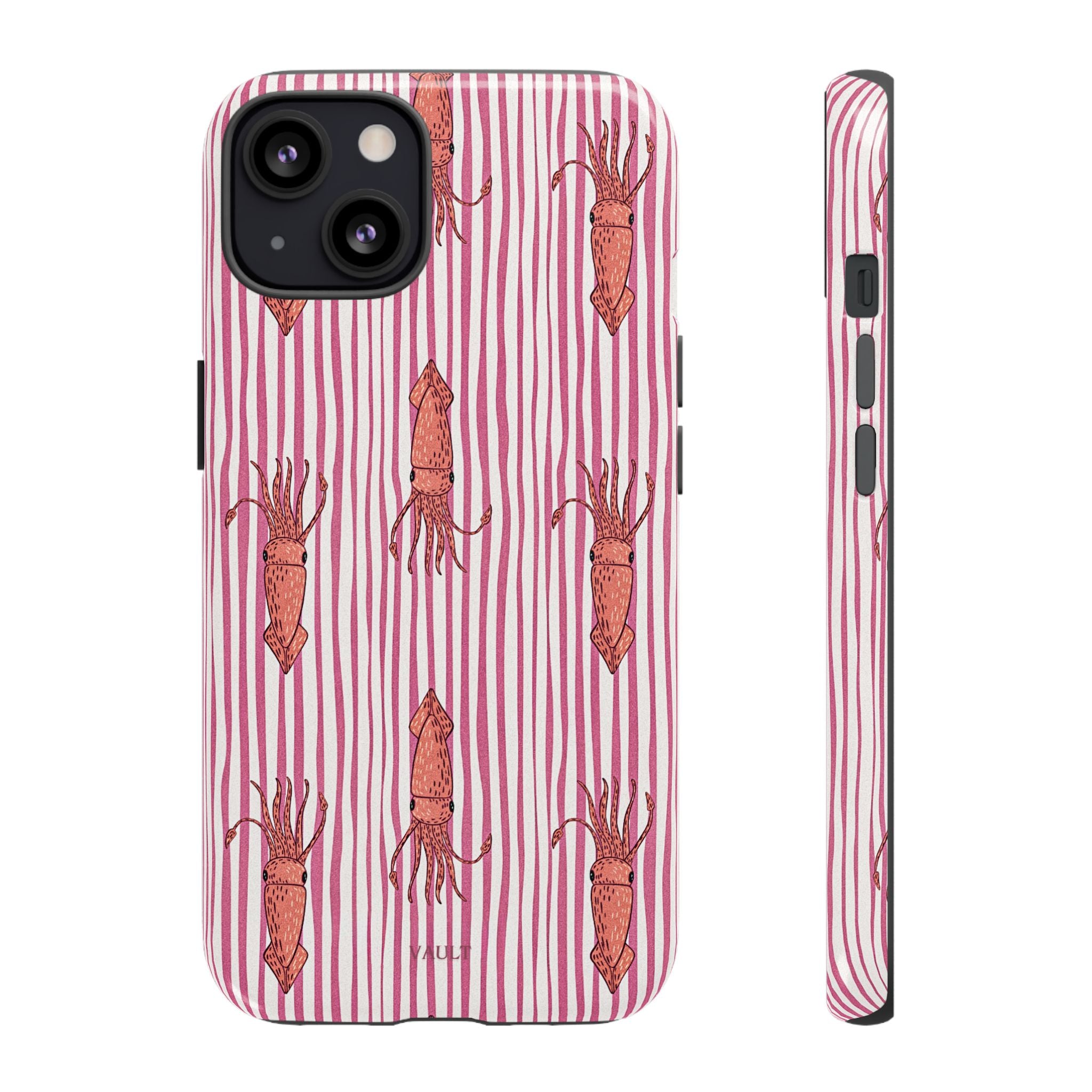 Squid Stripe Phone Case — Pink Nautical Sea Creature Pattern